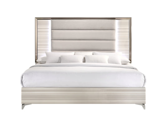 STAR WHITE KING BED WITH LED