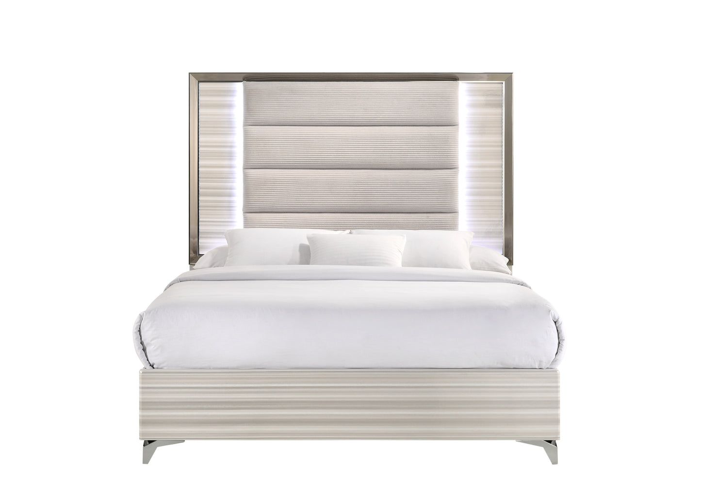 STAR WHITE QUEEN BED WITH LED