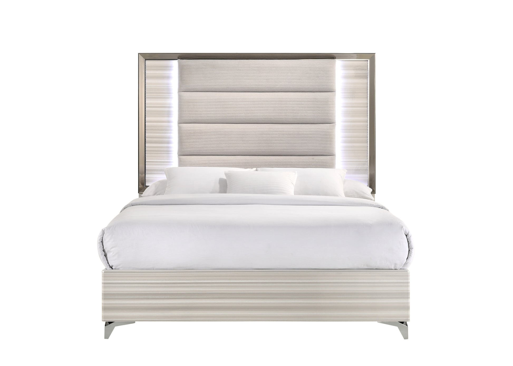 STAR WHITE QUEEN BED WITH LED