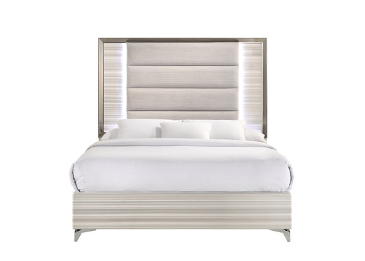 STAR WHITE QUEEN BED WITH LED