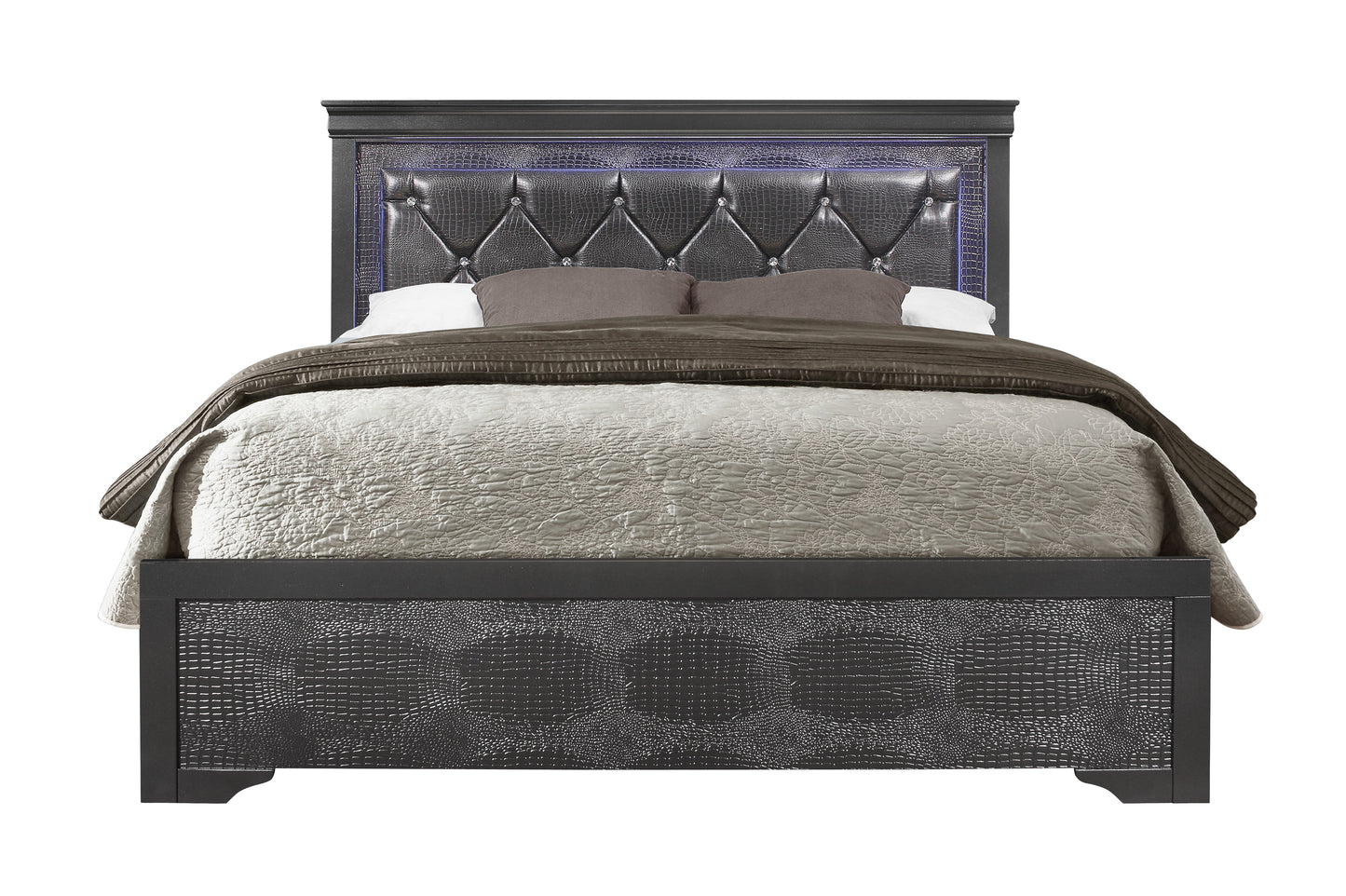 SHAKER METALLIC GREY FULL BED WITH LED