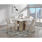 MIKHA NATURAL BAR TABLE AND BEIGE BAR STOOLS