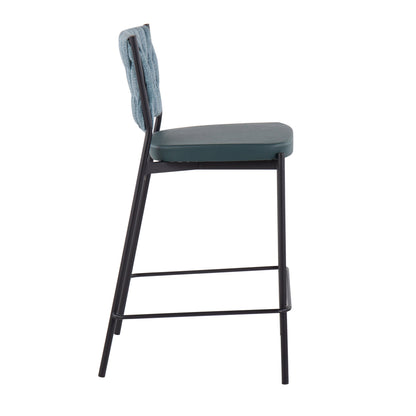 Contemporary Counter Stools - Green Faux Leather Set of 2