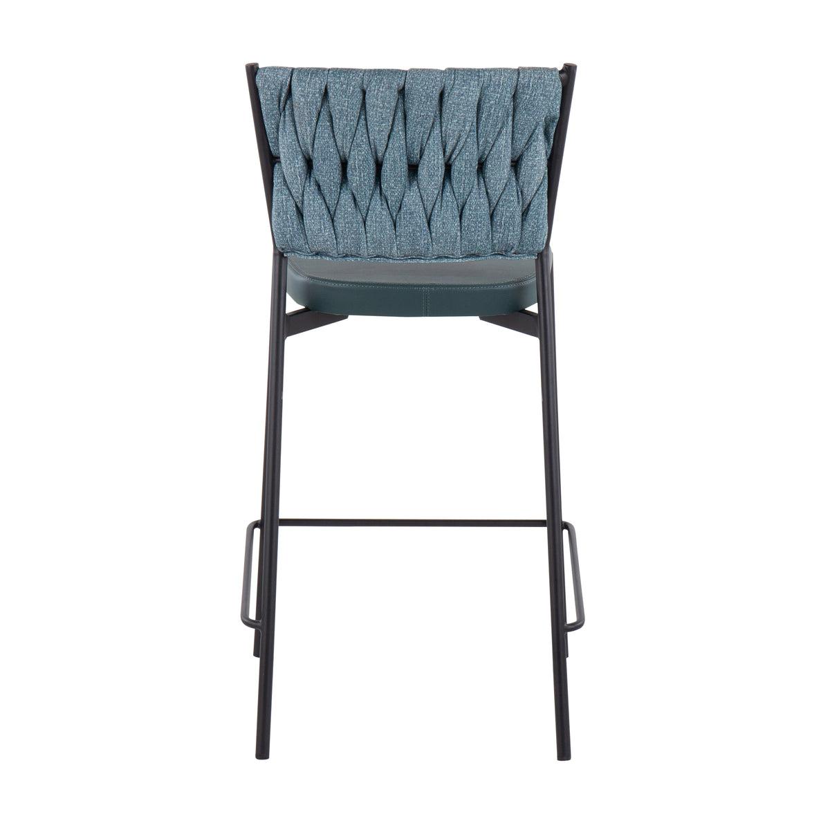 Contemporary Counter Stools - Green Faux Leather Set of 2