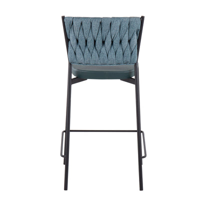 Contemporary Counter Stools - Green Faux Leather Set of 2