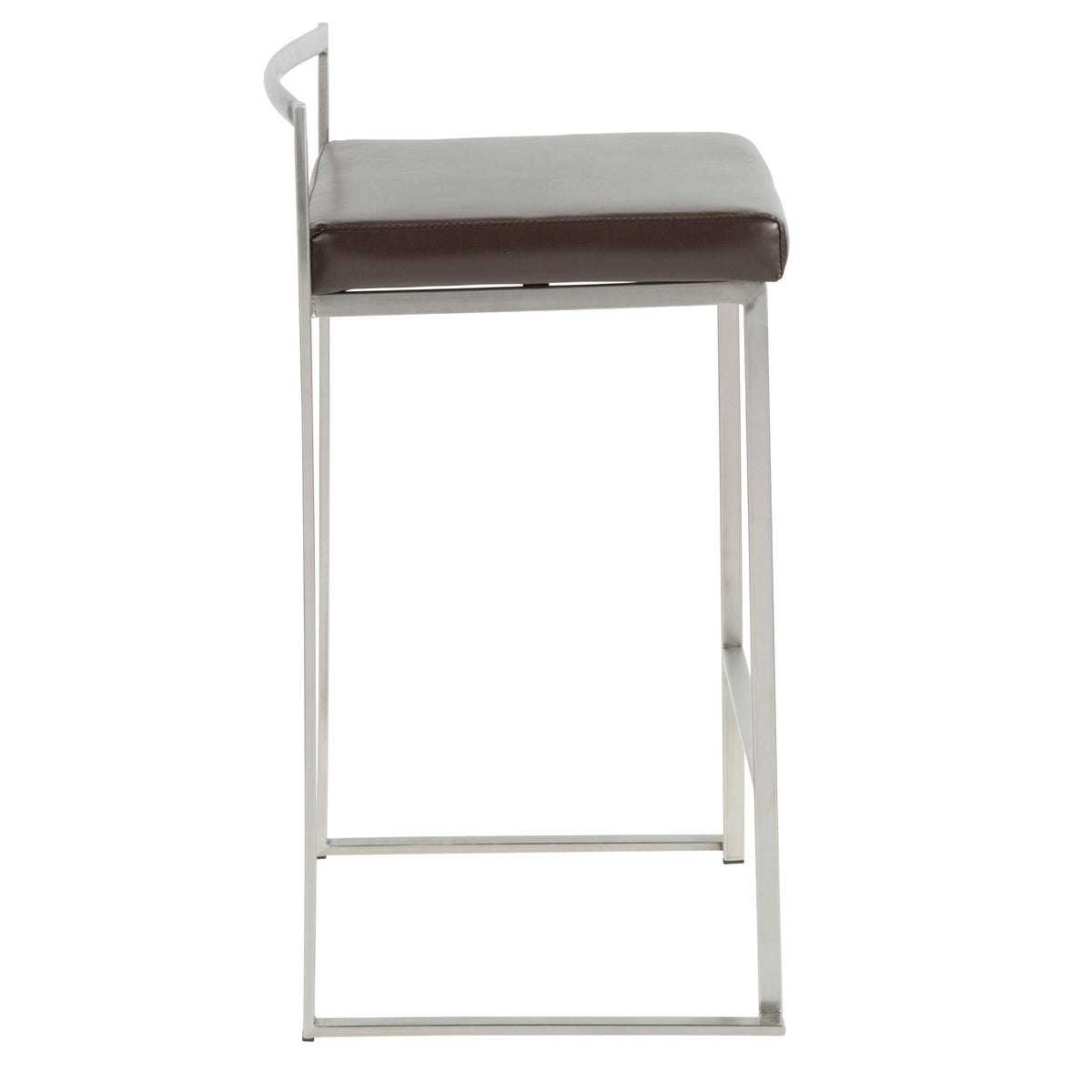 3 Brown Faux Leather Counter Stools - Stackable Dining Set