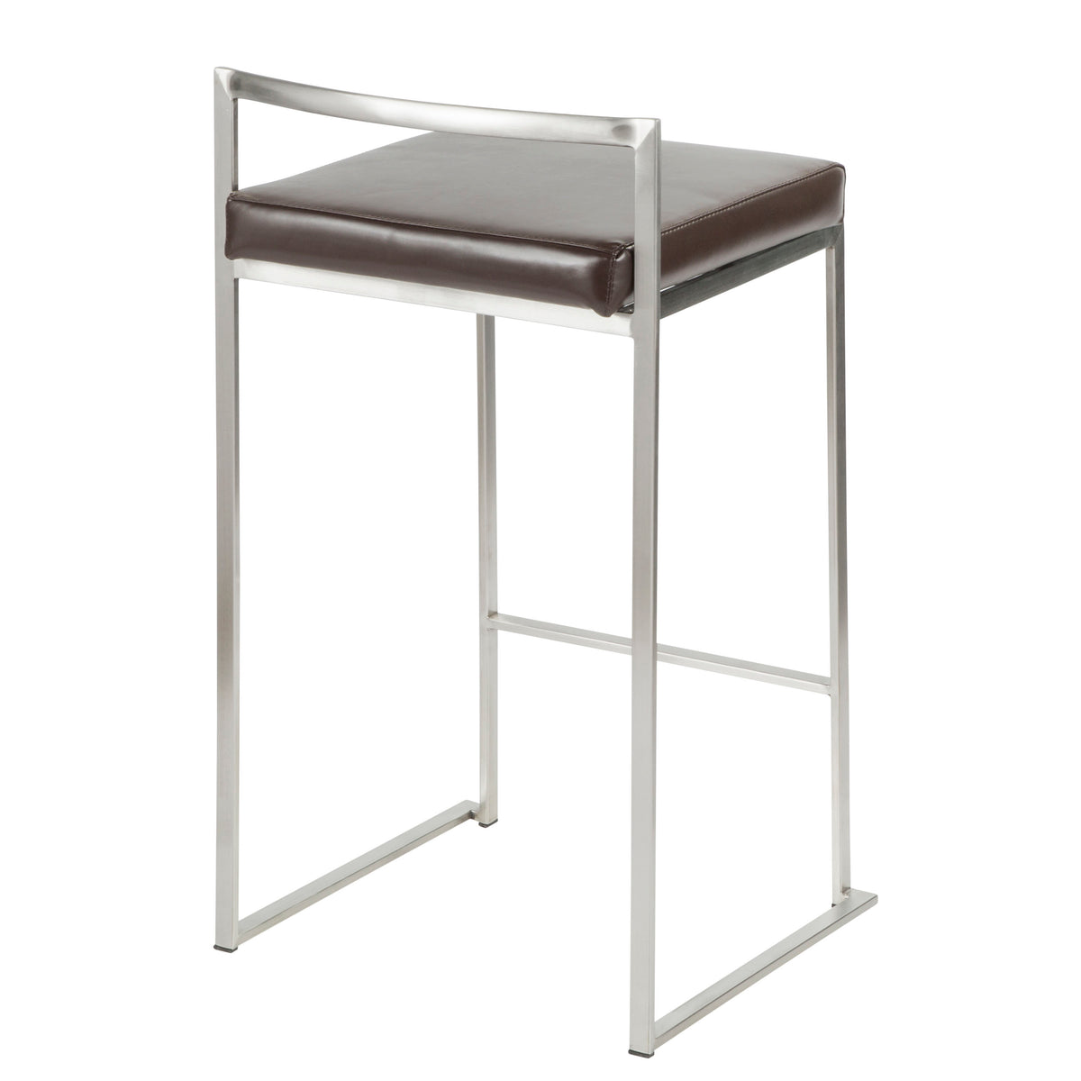 3 Brown Faux Leather Counter Stools - Stackable Dining Set