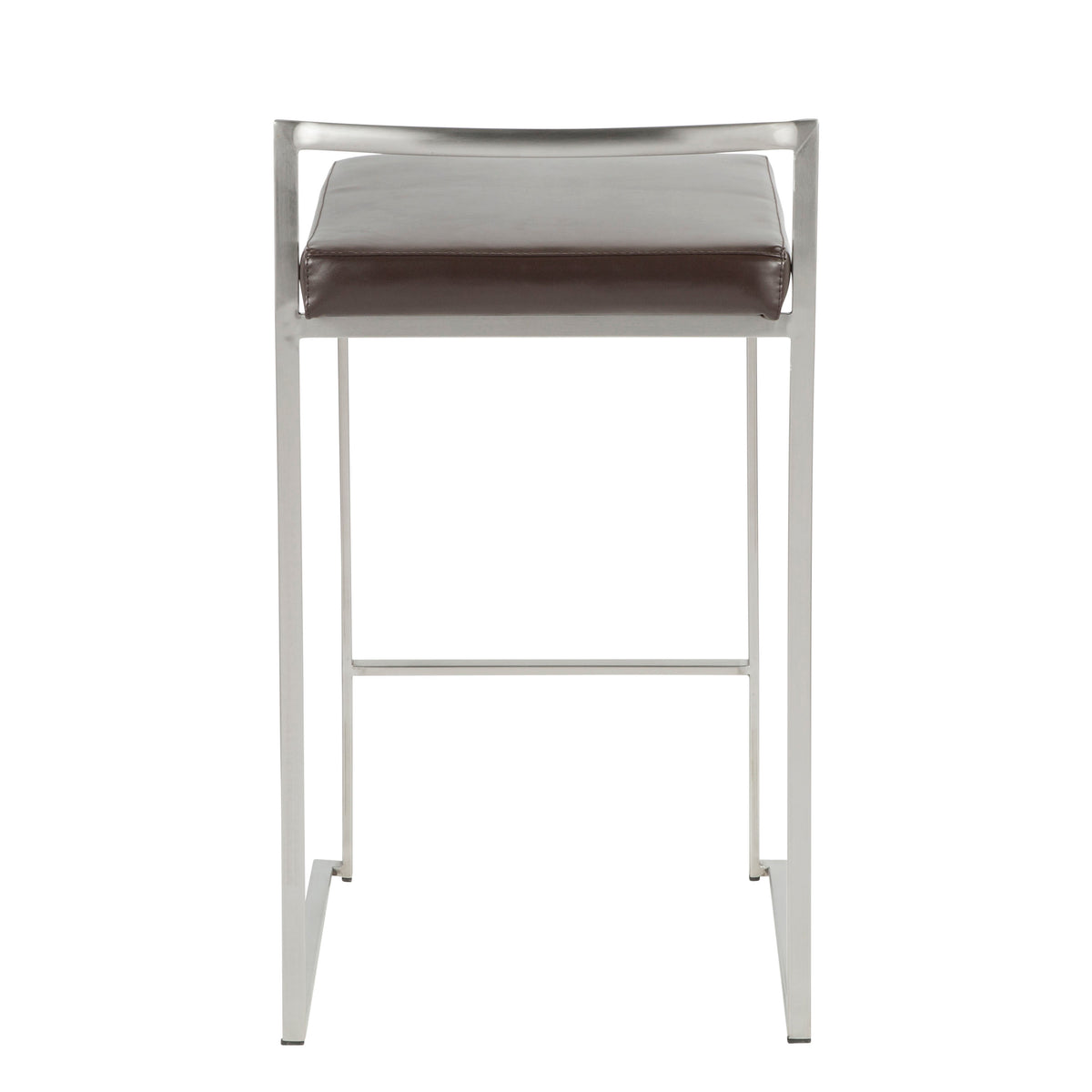 3 Brown Faux Leather Counter Stools - Stackable Dining Set