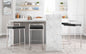 30" Contemporary Stackable Barstool with Black Faux Leather  - Set of 3