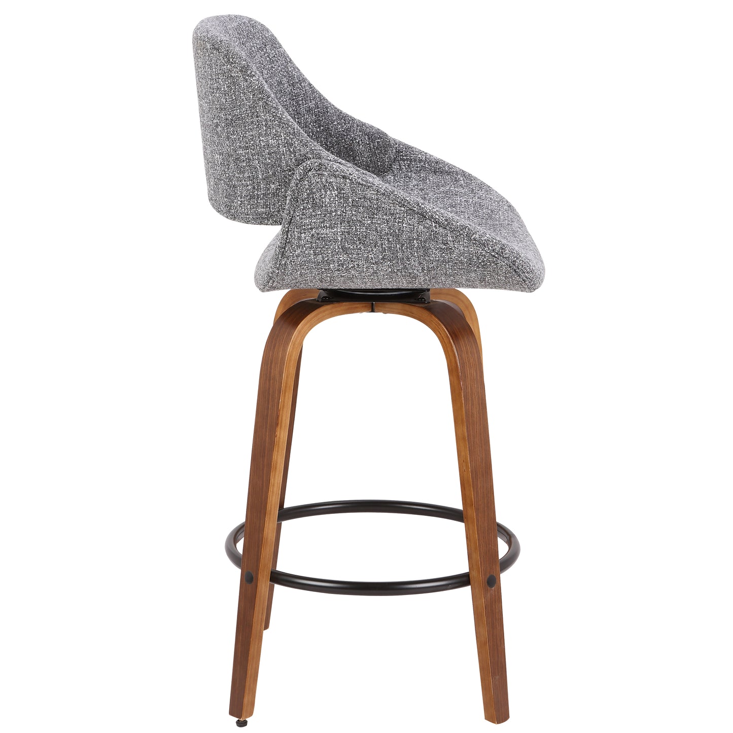 Grey Fabric Mid-Century Counter Stool for Home Kitchen Dining
