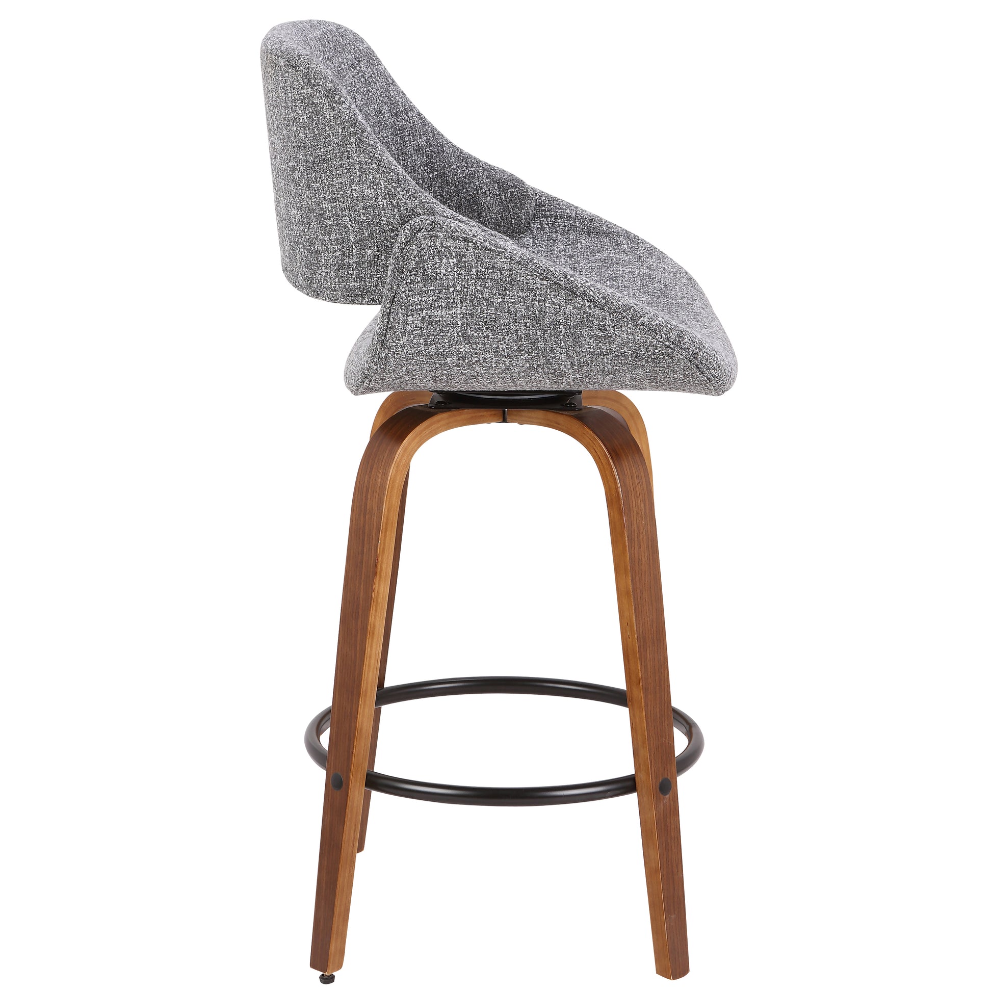 Grey Fabric Mid-Century Counter Stool for Home Kitchen Dining
