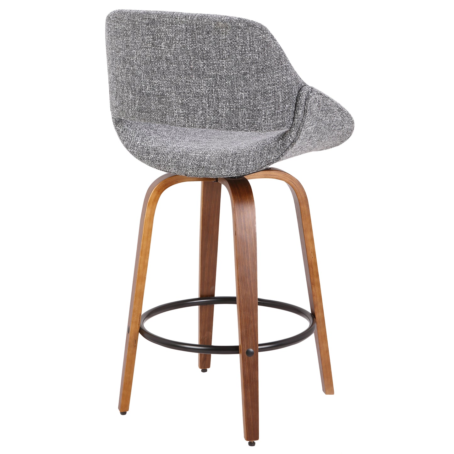 Grey Fabric Mid-Century Counter Stool for Home Kitchen Dining