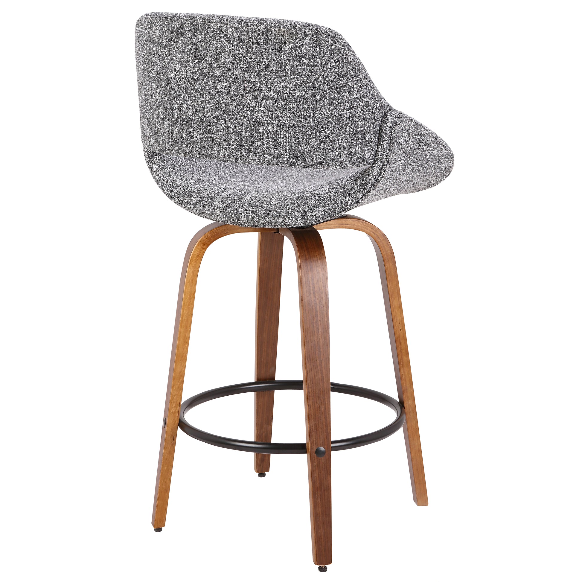 Grey Fabric Mid-Century Counter Stool for Home Kitchen Dining