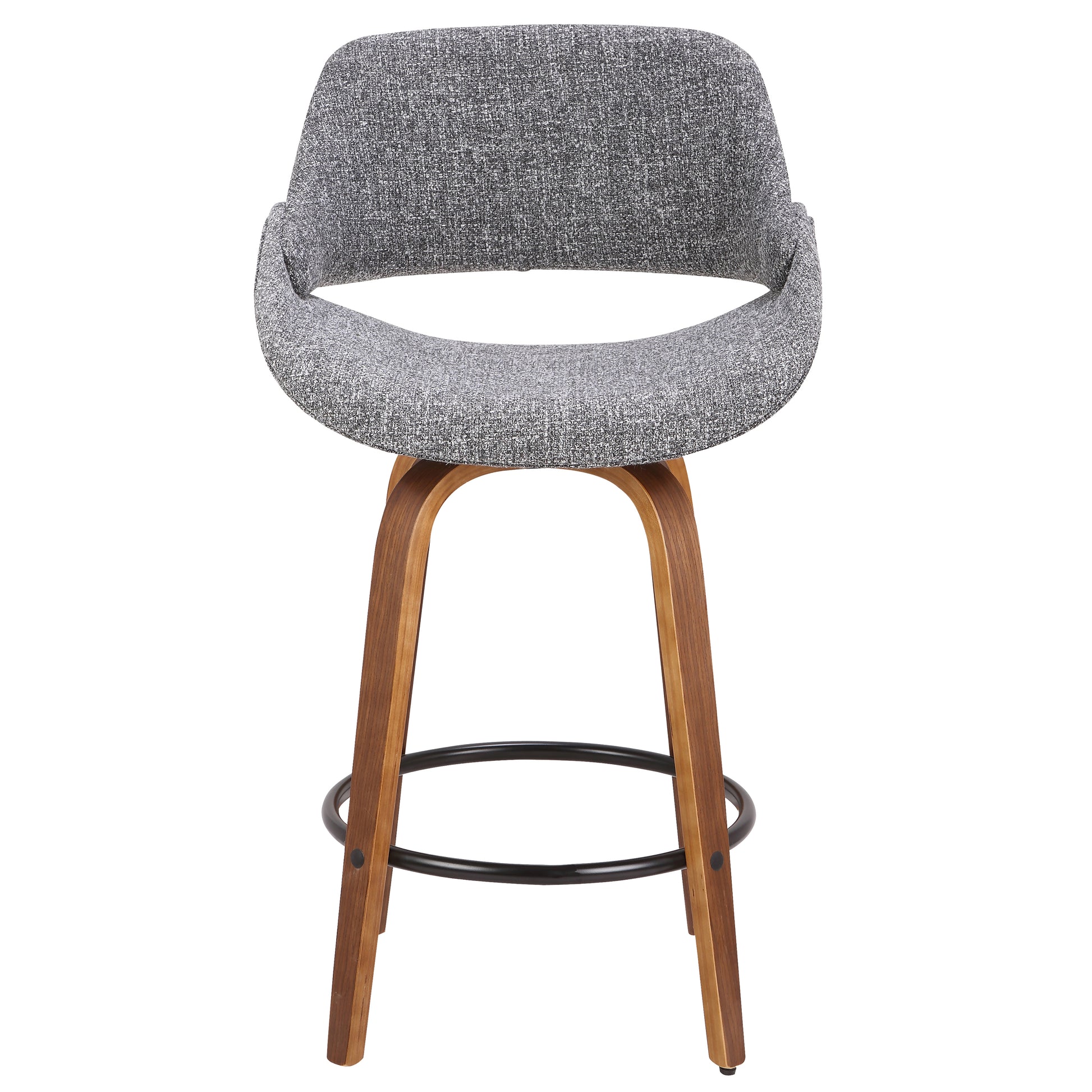 Grey Fabric Mid-Century Counter Stool for Home Kitchen Dining