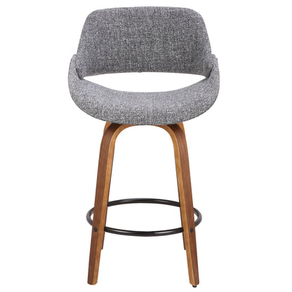 Grey Fabric Mid-Century Counter Stool for Home Kitchen Dining