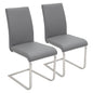 Contemporary Dining Chair in Grey Faux Leather  - Set of 2