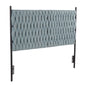 Queen Size Headboard in Black Metal and Blue Fabric