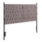 Queen Size Headboard in Black Metal and Grey Fabric