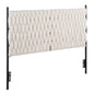 Queen Size Headboard in Black Metal and Cream Sherpa Fabric