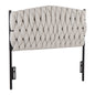 Twin Size Headboard in Black Metal and Cream Fabric