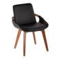 Mid-Century Chair in Walnut and Black Faux Leather