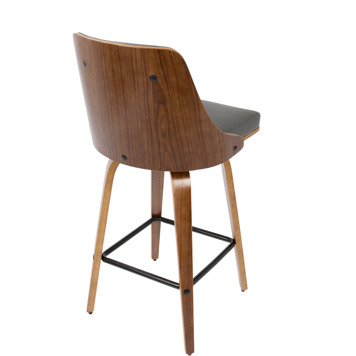 Mid-Century Modern Grey Faux Leather Counter Stools for Dining Room