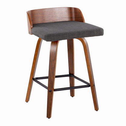 Charcoal Fabric Counter Stools - 2 Swivel Stools