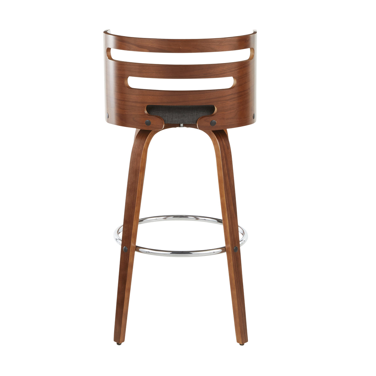 Charcoal Fabric Barstools - 2 Mid-Century Swivel Bar Stools