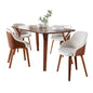 Folia-Bacci Mid-Century Modern Dining Set in Walnut Wood and Cream Fabric by  - 5 Piece