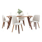 Folia-Toriano Mid-Century Modern Dining Set in Walnut Wood and Beige Fabric by  - 5 Piece
