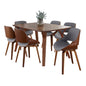 Folia Fabrizzi Mid-Century Modern Dining Set in Walnut Wood and Grey Fabric by  - 7 Piece