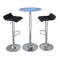 Contemporary Adjustable Bar Set in Chrome Metal, Clear Acrylic with Light Up Tabletop, and Black PVC  - 3 Piece