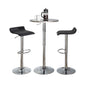 RoundContemporary Adjustable Bar Set in Silver and Chrome Metal with Black PVC and Oval Footrest  - 3 Piece