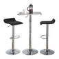 SquareContemporary Adjustable Bar Set in Silver and Chrome Metal with Black PVC and Oval Footrest  - 3 Piece