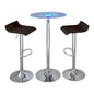 Contemporary Adjustable Bar Set in Chrome Metal, Clear Acrylic with Light Up Tabletop, and Brown PVC  - 3 Piece