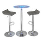 Contemporary Adjustable Bar Set in Chrome Metal, Clear Acrylic with Light Up Tabletop, and Grey PVC  - 3 Piece