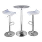 Contemporary Adjustable Bar Set in Chrome Metal, Clear Acrylic with Light Up Tabletop, and White PVC  - 3 Piece