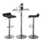 SquareContemporary Adjustable Bar Set in Silver and Chrome Metal with Brown PVC and Oval Footrest  - 3 Piece