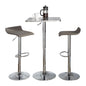 SquareContemporary Adjustable Bar Set in Silver and Chrome Metal with Grey PVC and Oval Footrest  - 3 Piece