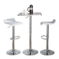 SquareContemporary Adjustable Bar Set in Silver and Chrome Metal with White PVC and Oval Footrest  - 3 Piece