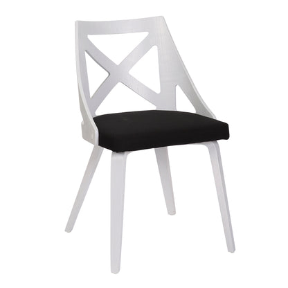 Clara-Round Dinette Set - Vintage White Metal, Charcoal Fabric Dining Table &