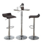 RoundContemporary Adjustable Bar Set in Silver and Chrome Metal with Brown PVC and Oval Footrest  - 3 Piece