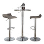 RoundContemporary Adjustable Bar Set in Silver and Chrome Metal with Grey PVC and Oval Footrest  - 3 Piece