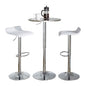RoundContemporary Adjustable Bar Set in Silver and Chrome Metal with White PVC and Oval Footrest  - 3 Piece