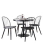 Dining Set in Black Metal with Black Wood Tabletop and Black Wood Seats - 5 Piece