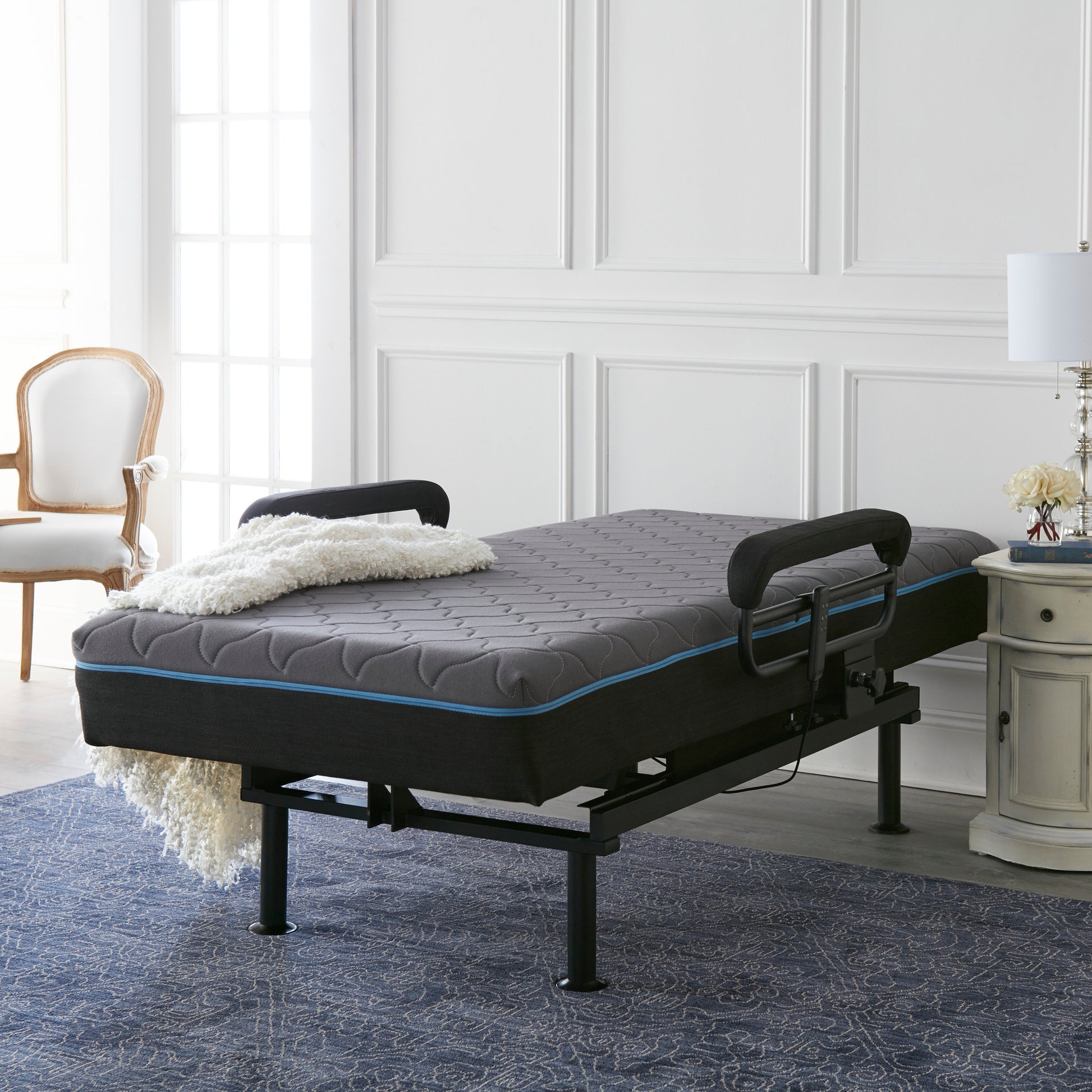 Blue Metal Adjustable Bed Twin XL Lift Bed