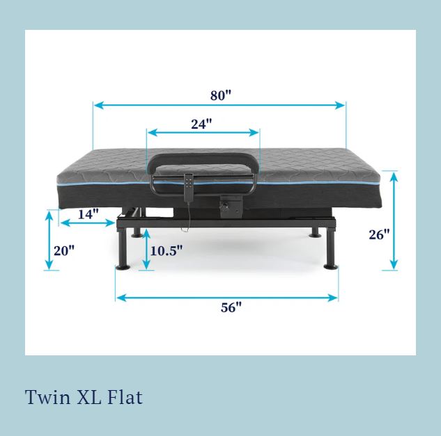 Blue Metal Adjustable Bed Twin XL Lift Bed