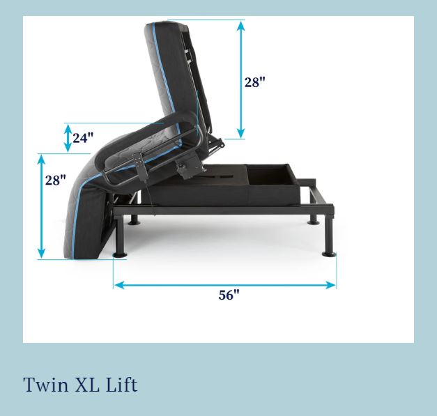 Blue Metal Adjustable Bed Twin XL Lift Bed
