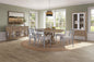 Round Expandable Dining Table with 4 Ladderback Chairs a Glass Door Server and Display Case