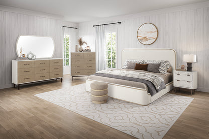 Queen Upholstered Bed White Frame for Bedrooms
